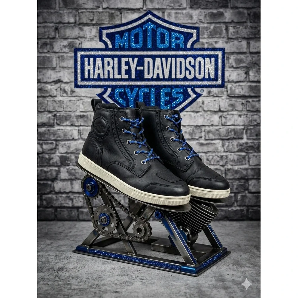 Harley-Davidson 🎱Bateman Riding Shoes‎ Black Leather Moto Boots Mens 7.5m